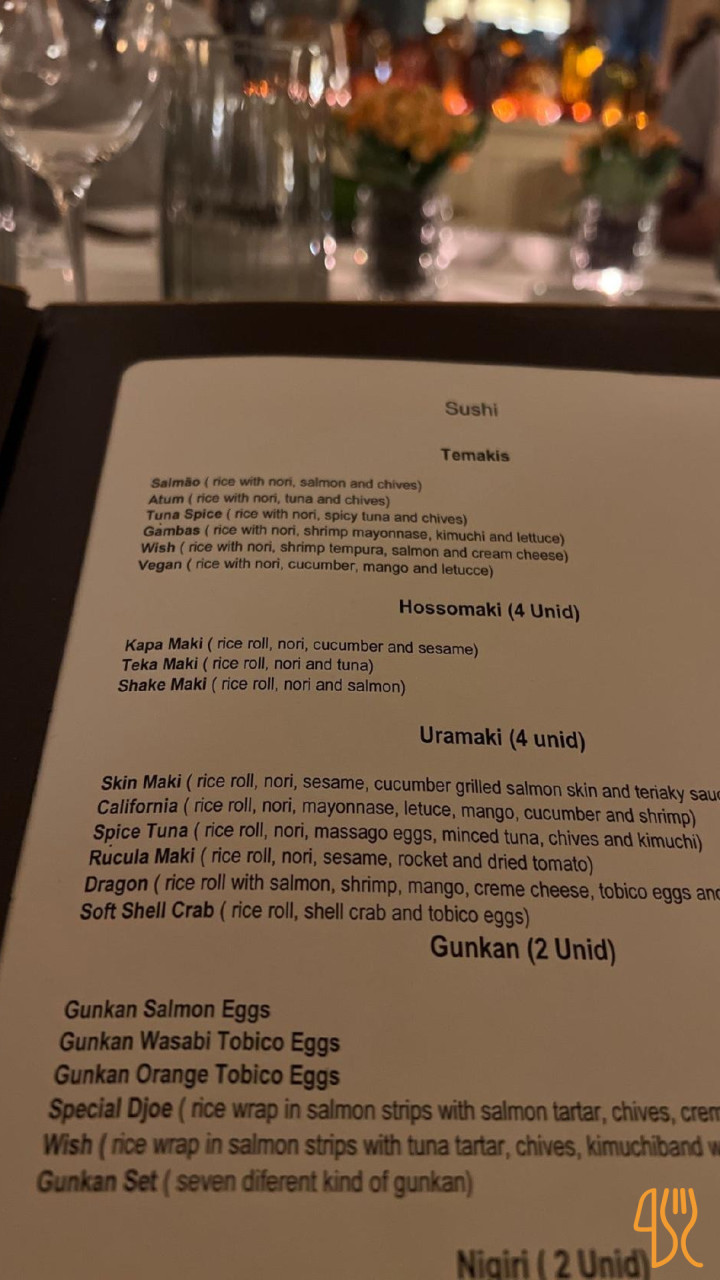 Wish Sushi Carta