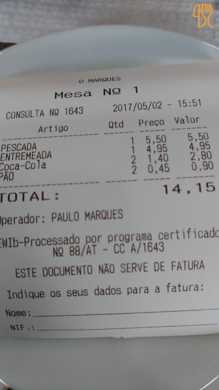 Restaurante O Marques Speisekarte