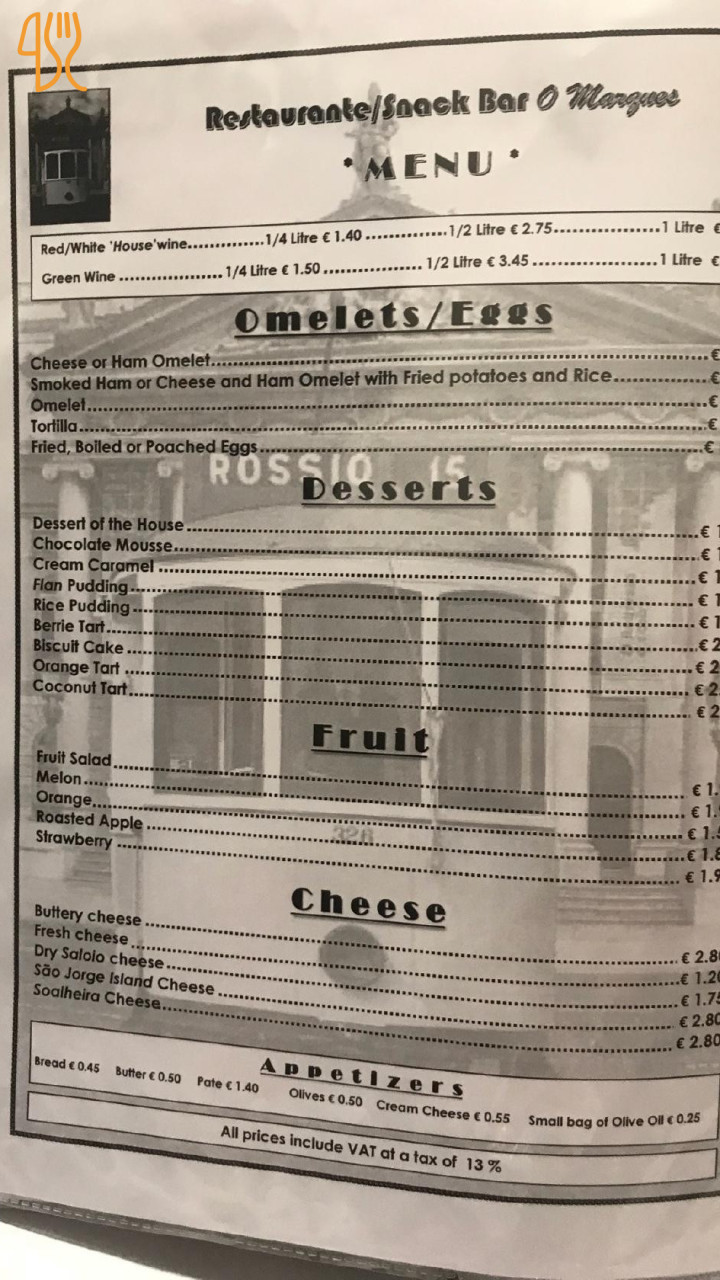 Restaurante O Marques Speisekarte