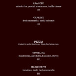 Sarah Garden Cafe Carta