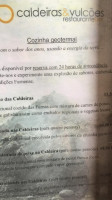 Restaurante-Bar Caldeiras & Vulcões menu