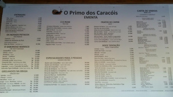 O Primo Dos Caracóis menu