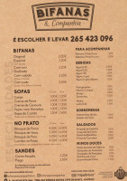 Planicies A Nova Casa Das Bifanas menu