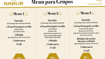 Pastelaria Namur menu