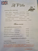 La Villa Bella menu