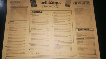 Bellissima Pizza-caffe menu