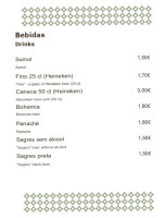 Petisqueira Confianca menu