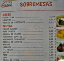 Prata Da Casa-Café E Restaurante Lda menu