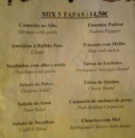 Taberna Da Saudade Bairro Alto menu