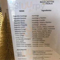 Baguette De Paris menu