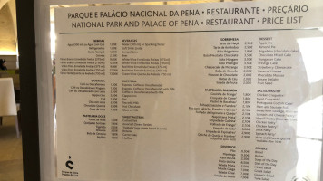 Palacio Nacional De Sintra menu