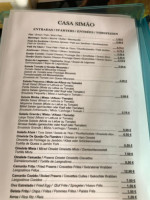 Casa Simão menu