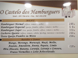 Castelo Dos Hamburguers menu