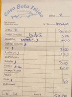 Bota Feijão menu