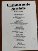 Restaurante Arafate menu