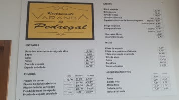 Varanda Do Pedregal menu