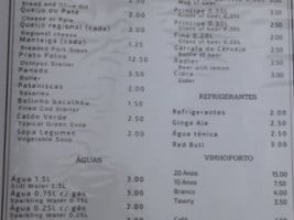 Cafe Miradouro menu