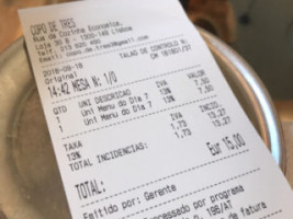 Copo De Tres menu