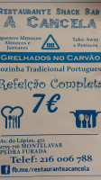 A Cancela menu