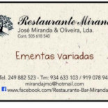 "Restaurante Bar Miranda" Carte
