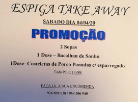 Espiga Take Away menu