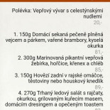 Penzion Pluto Cardápio