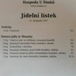 U Šimků menu