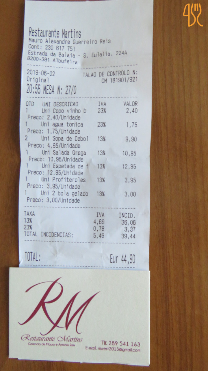 Restaurante Martins Carta