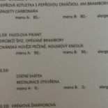 Restaurace Fontána menu