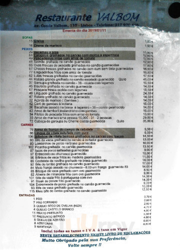 Marisqueira Valbom Carta